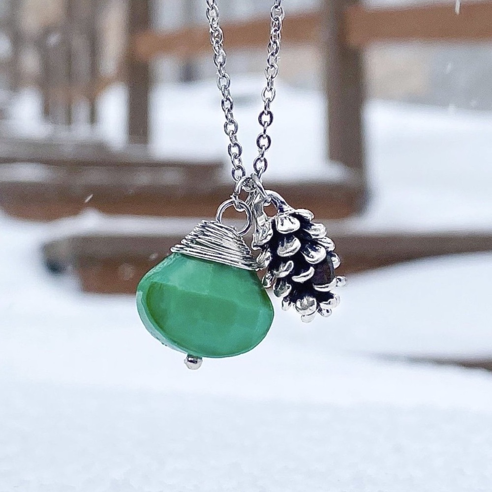 Pinecone Crystal Necklace • 20” plus extender